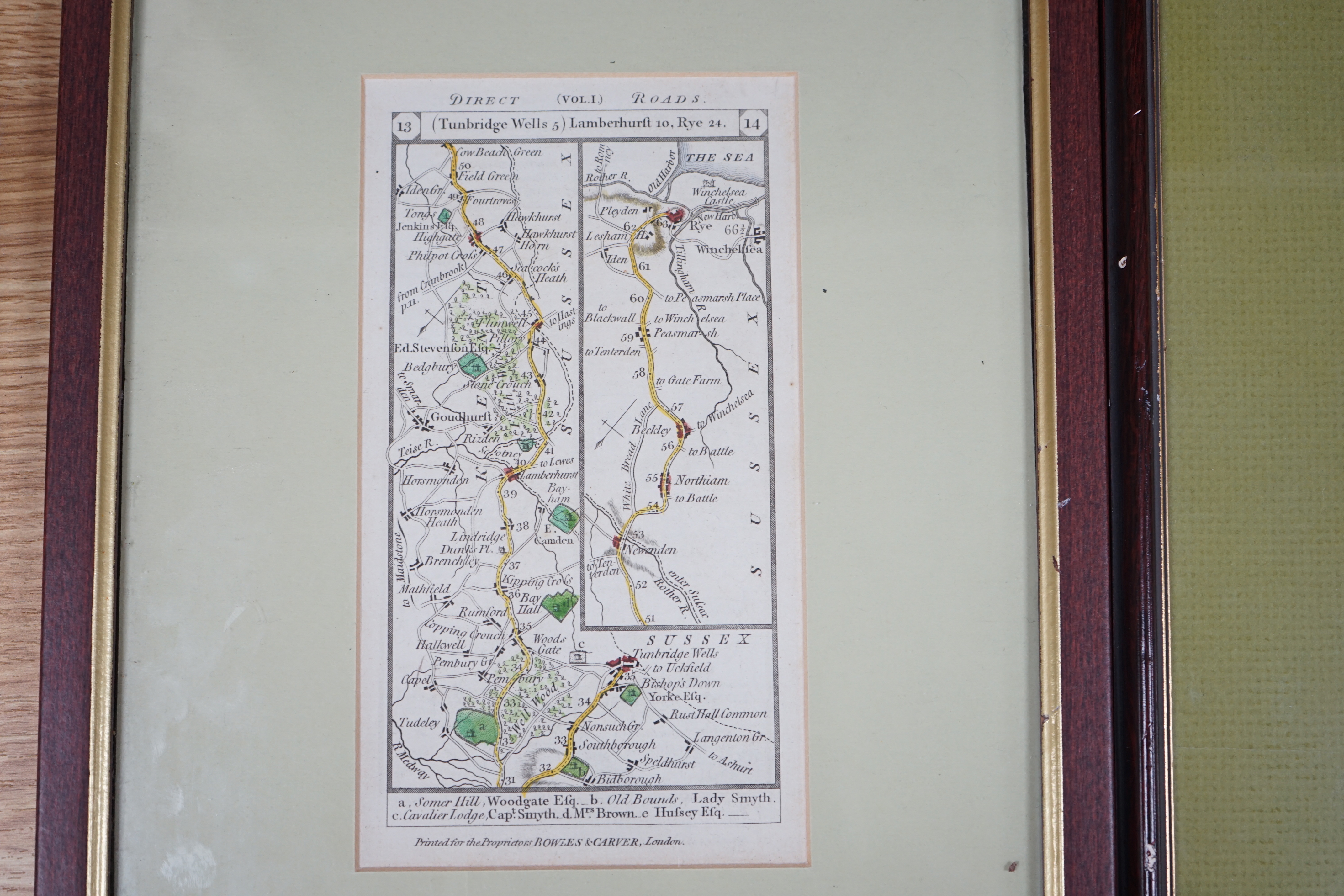 The Road from London to Southampton, the Smaller Islands of the British Ocean, first published, John Owen and Emanuel Bowen together with a similar example of Northumberland and a plate from Patersons Itinerary, one with